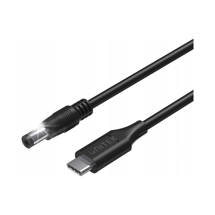 Cablu alimentare Unitek 65W USB-C DC 5,5x2,5mm negru 1,8m