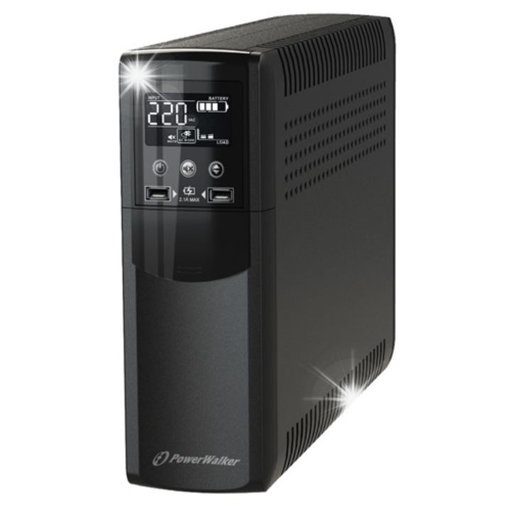 UPS PowerWalker VI 600 CSW, 600VA, fekete, 139x195x364mm