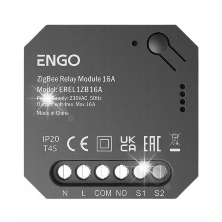 ENGO EREL-16ZB ZigBee intelligens relé 16A fehér 46x46x24mm