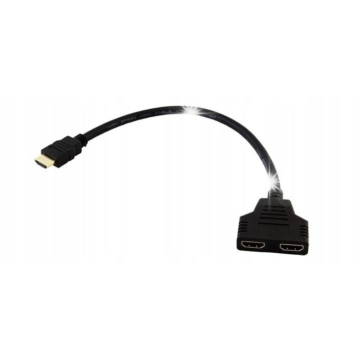 HDMI elosztó Aptel AK316, 2 portos, fekete, 30cm