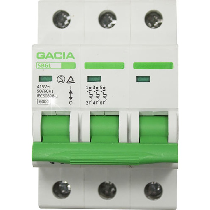 Gacia C20 elektromos megszakító 20A 3 fázis 6000A 25mm2
