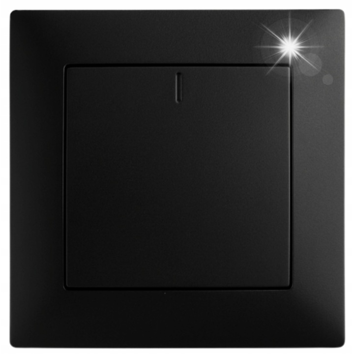 VCX Wesa LC-03C fekete egyszerű megvilágított kapcsoló 230V 10A 60x60mm
