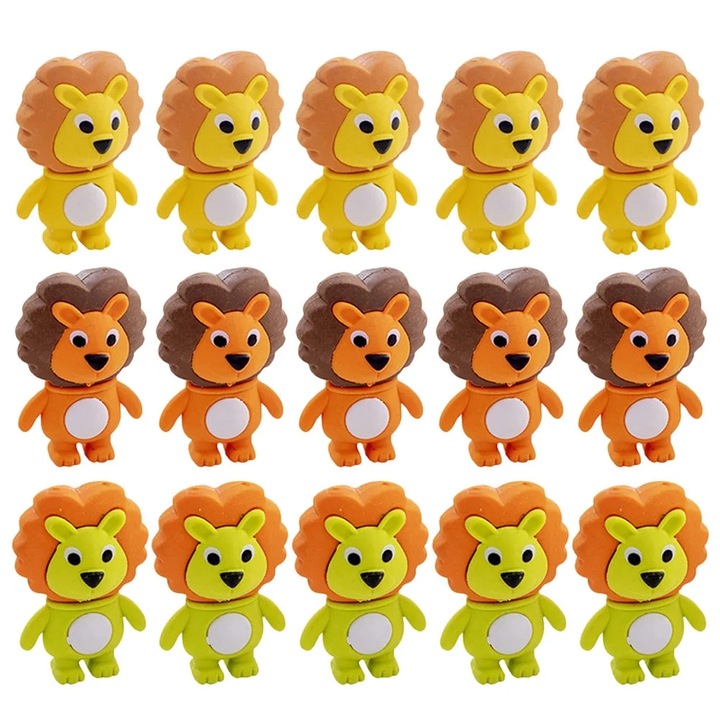 Set 48 radiera animale, multicolor, 4x3x1.5cm