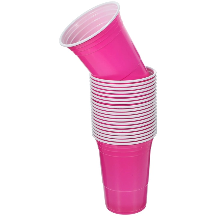 Pahare plastic YANYXR set 20 buc roz 9.5x9.5x12cm 16oz