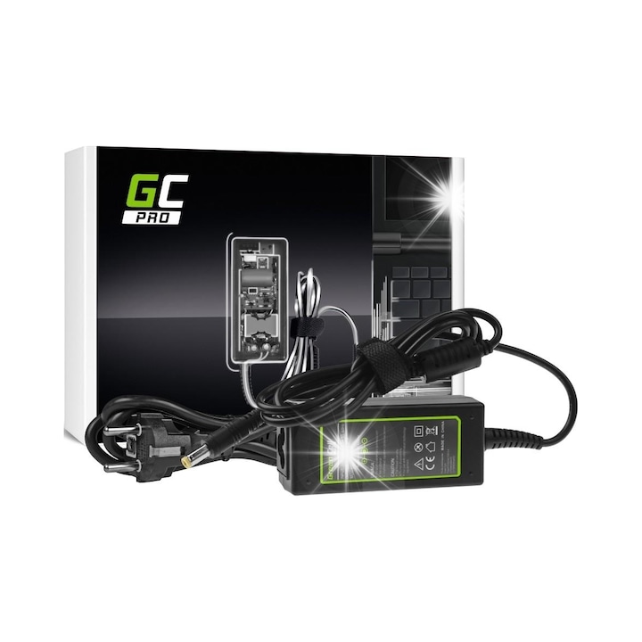 Green Cell PRO laptop töltő 45W 19V 2,37A fekete 9x3,8x2,7cm