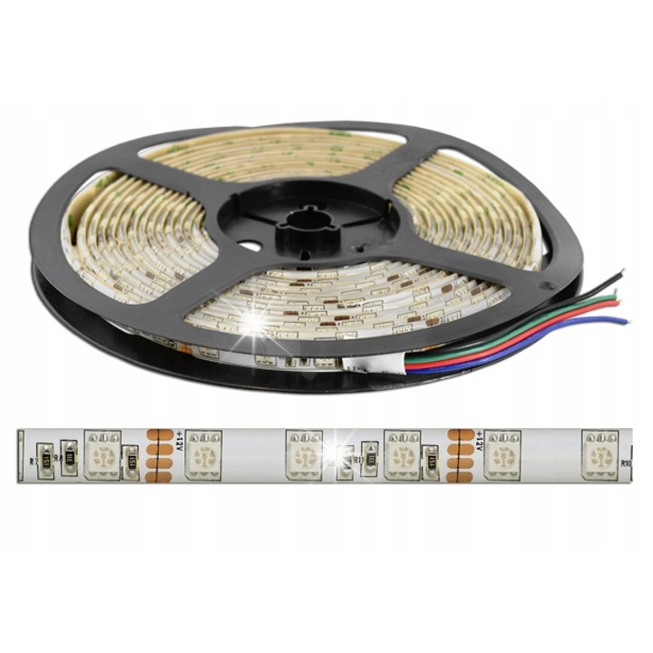 Banda LED Lamex 150 RGB 5m alb 10mm impermeabila