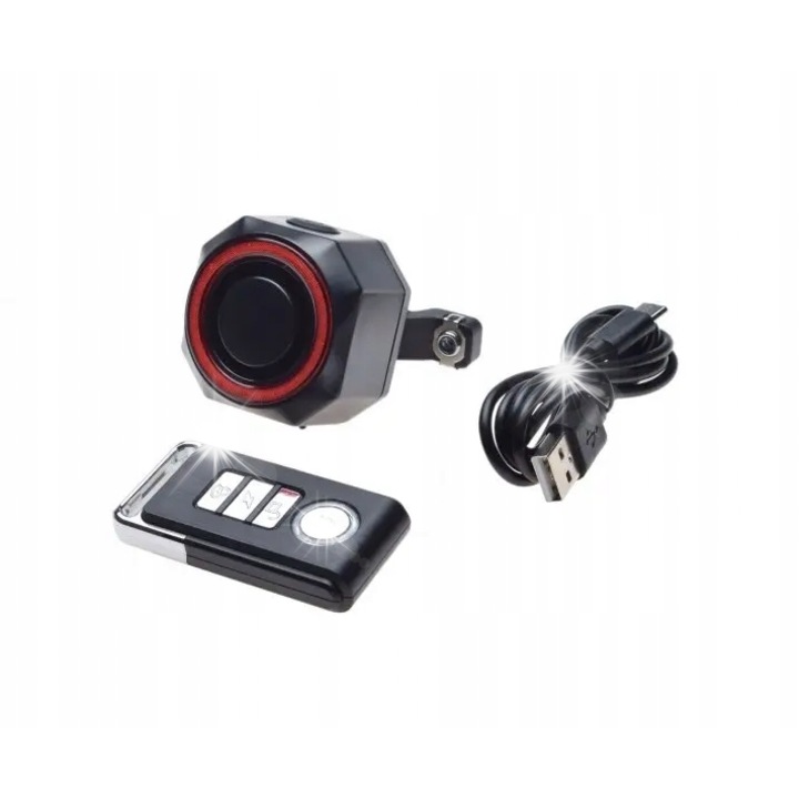 Lampa bicicleta WM spate cu alarma 4in1 IP54 negru 45x45x36mm
