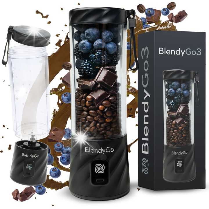 Преносим пасатор BlendyGo 3, безжичен, черен, 550мл, 650гр