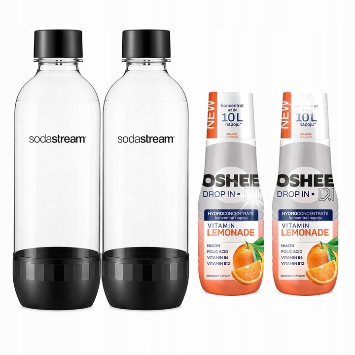 OSHEE Drop In narancs koncentrátum 2x500ml és SodaStream Classic 1L fekete Tritan palack 2x szett