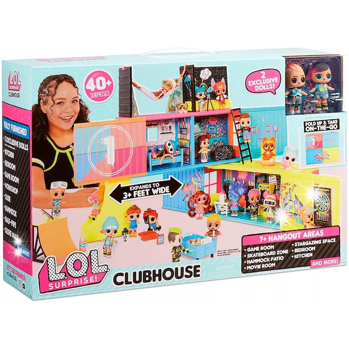 L.O.L. Surprise Klubház játszóház, 3 emeletes, 2 baba, többszínű, 90cm