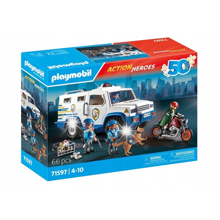 Playmobil Action Heroes Pénzszállító figura, kék, 71597