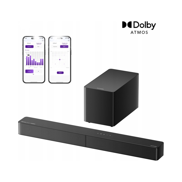 Soundbar Ultimea Poseidon M60, 5.1 csatornás, Dolby Atmos, fekete, 18mm-es mélynyomó, 340W