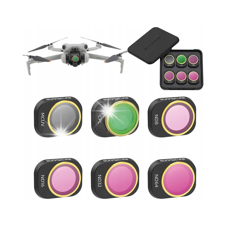 Комплект от 6 филтъра Sunnylife MCUV CPL ND многоцветни за DJI Mini 4 Pro