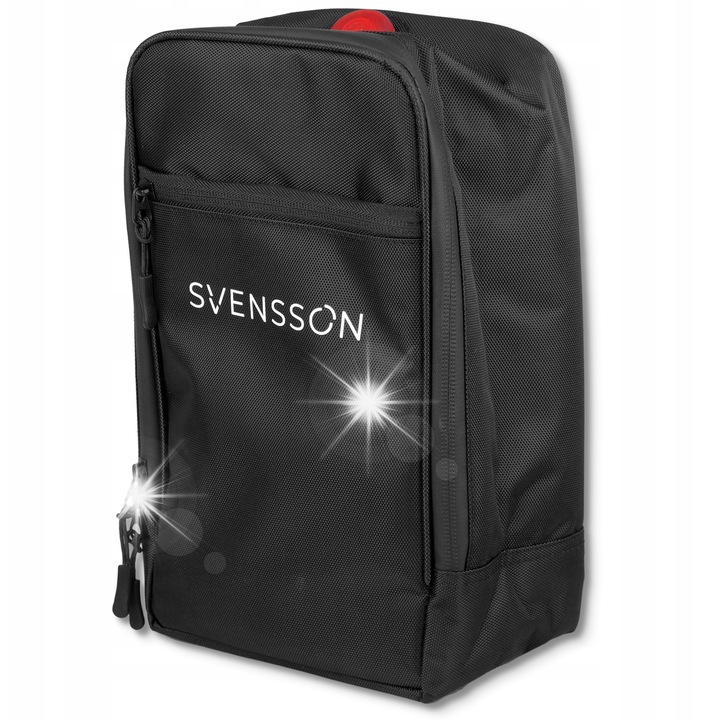 Geanta bicicleta Svensson, 4L, negru, 28x16x11cm, rezistenta, cu lumina spate