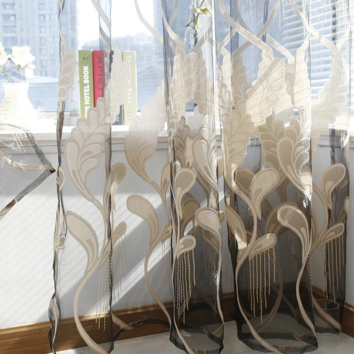 YANYXR Voile Függöny, Szürke mintás, modern, többszínű, 200x100cm