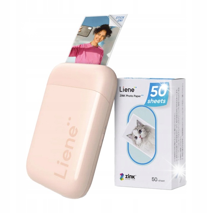 Mini Liene Pearl fotónyomtató, Bluetooth 5.0, USB-C, rózsaszín, 2x3 hüvelyk