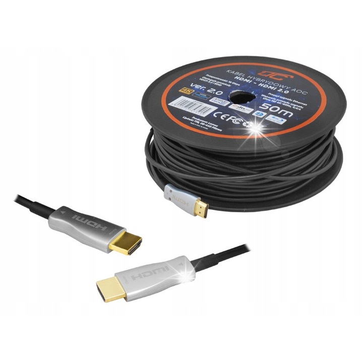 LTC optikai HDMI kábel 50m 4K 60Hz arany
