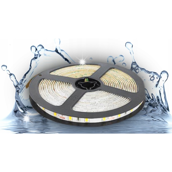 Banda LED Ecolight 5m 10mm alb rece rezistenta la apa IP65