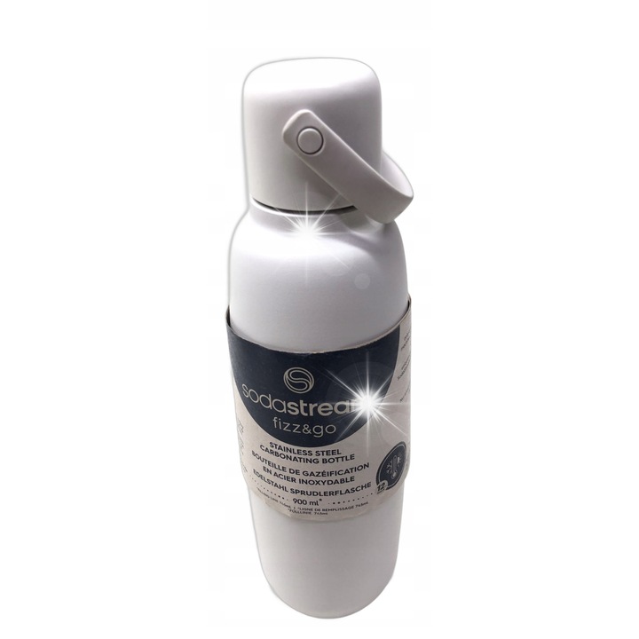 SodaStream Fizz & Go termoszpalack, rozsdamentes acél, 0.9L, ezüst, 11.8x3.4x3.3cm
