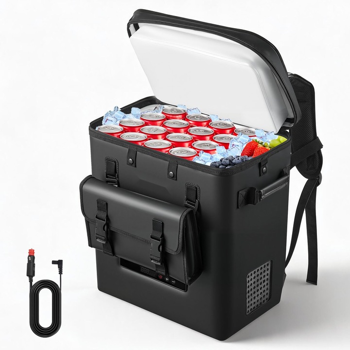 Frigider auto portabil 12V, Lada frigorifica congelator 13L cu compresor, Alimentare 12V/24V, Interval -6°C–10°C, Pentru masina camion rulota barca, Ideal camping calatorii
