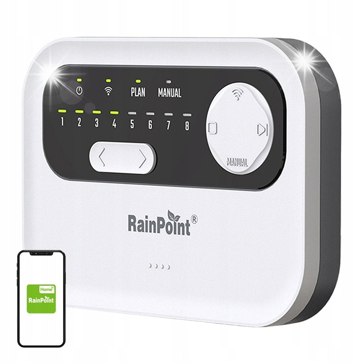 Контролер за напояване RainPoint HIC801W WiFi 8 зони, черен, 24V