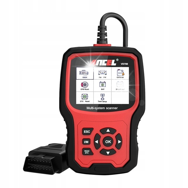 Scanner auto diagnostic Ancel VD700, 8 functii, ecran iluminat, multicolor, compact