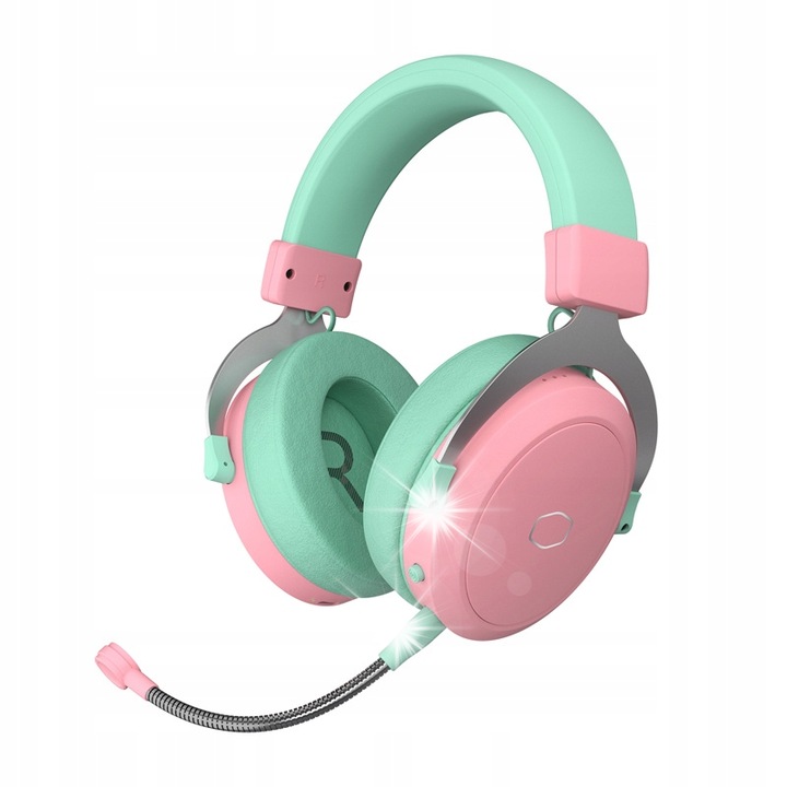 Cooler Master CH351 vezeték nélküli Bluetooth gaming fejhallgató, zöld-rózsaszín, 179x96x207mm