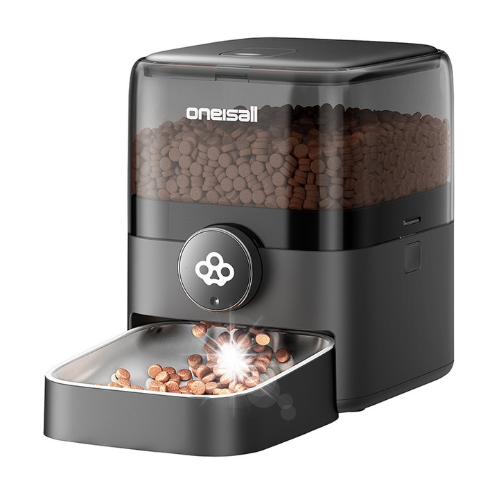 Dozator automat hrana Oneisall F1-M, 3L, negru, WiFi, 100 zile autonomie