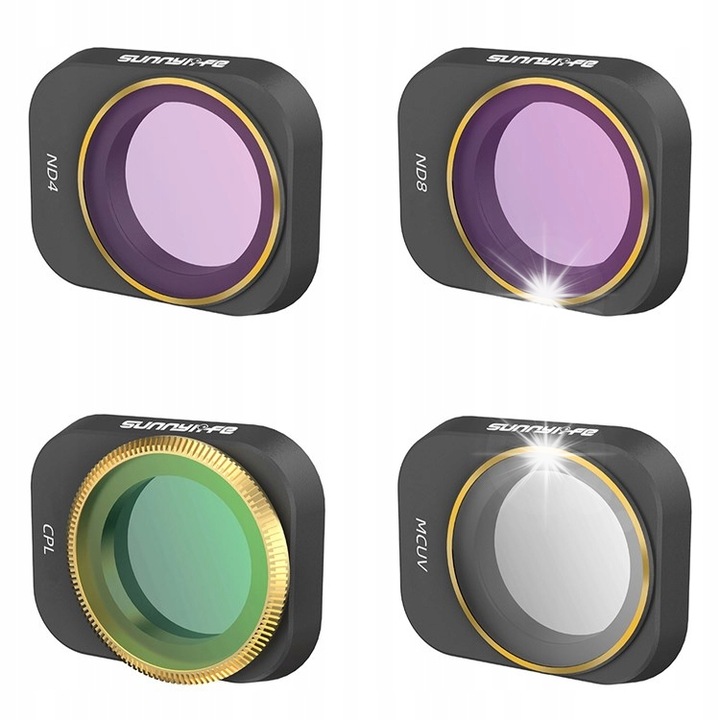 Sunnylife szűrőkészlet Mini 3 Pro drónhoz, 4 darabos, többszínű, tokkalaprózsaszín tok