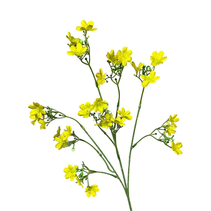 Sárga művirág, 68cm, szintetikus selyem, hajlítható szár