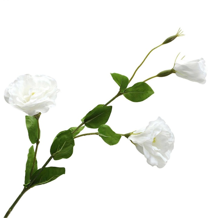 Művirág eustoma, 3 fej, fehér műselyem, 71cm