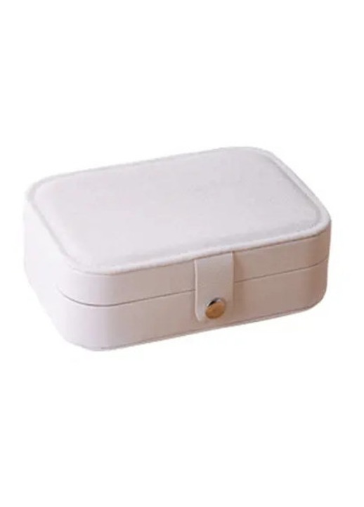 Компактна кутия за бижута, бяла, 16x11.5x5см, PU кожа и композитен материал