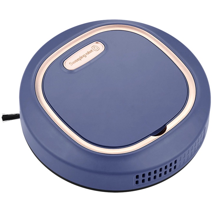 Aspirator robot ZYBLSSBB LSM2xh8246-BCS0231251, incarcare USB, navigare cu evitare obstacole si protectie anti-cadere, albastru, 25 x 25 x 7 cm