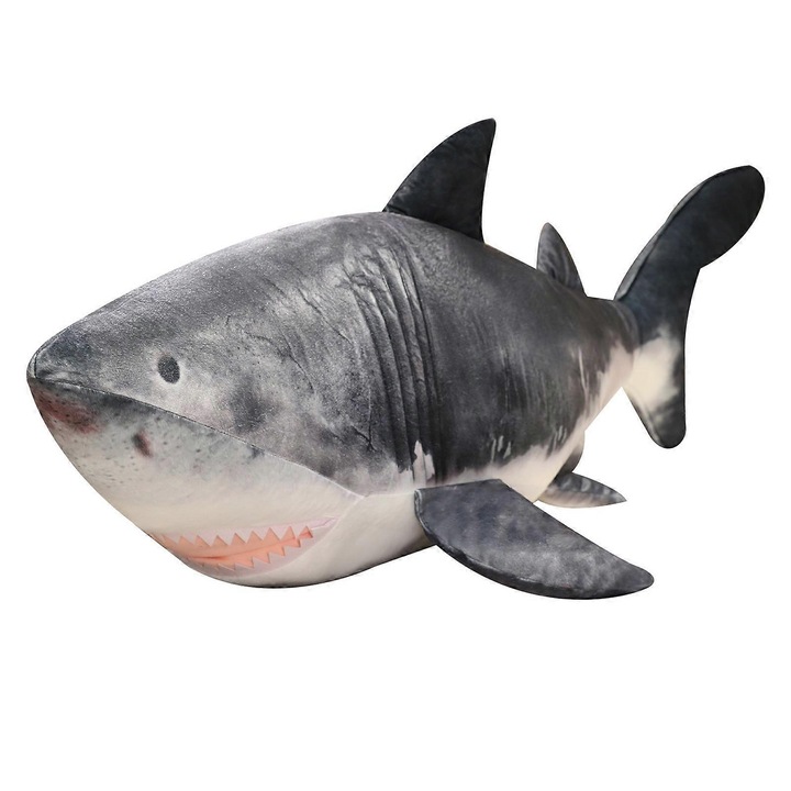Puha, sokoldalú szürke plüss cápa játék 55cm