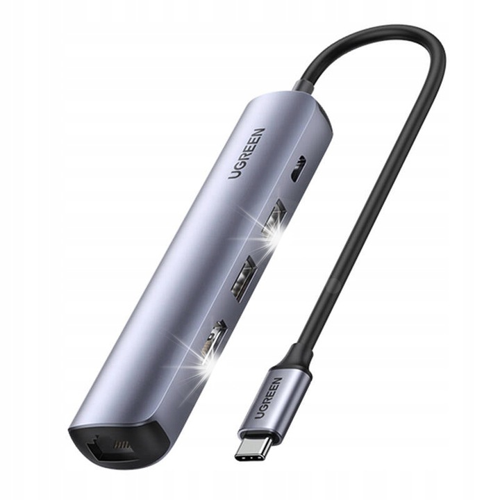 Адаптер хъб USB-C UGREEN 5 порта HDMI 4K RJ45 PD 100W 20см