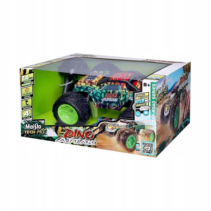Maisto Off-Road Dino Attack autó, 4x4, USB, 70cm, Fekete