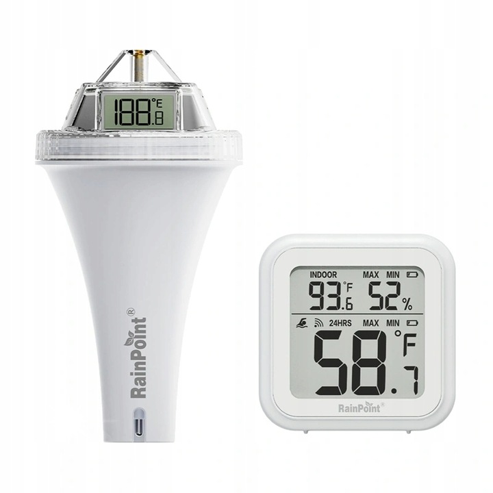 RainPoint B0565T vezeték nélküli medencehőmérő úszó érzékelővel, többszínű LCD, 100m