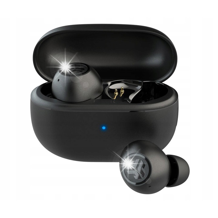 JLab Go Pop ANC vezeték nélküli fülhallgató, aktív zajszűrés, fekete, 10 mm, IP55, 4.1 g