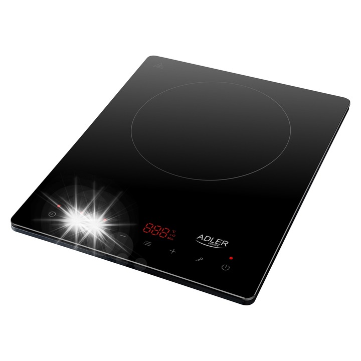 Adler AD 6513 elektromos főzőlap, hordozható, 2000W, fekete, 19cm