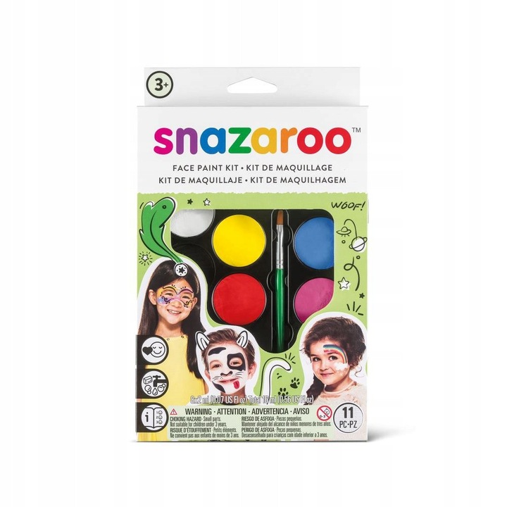 Snazaroo PRO arcfesték készlet 8 színben, kiegészítőkkel, zöld, 2ml
