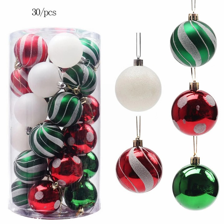 YANYXR karácsonyi gömbök, 30 db-os szett, többszínű, 6 cm