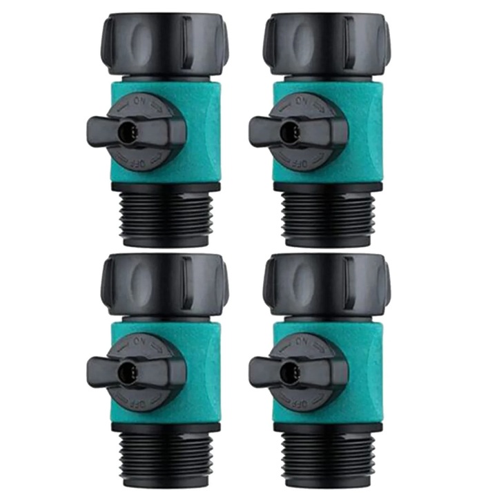 Set 4 conectori furtun gradina, YANYXR, plastic, oprire apa, 3/4 inch, 12x12x8cm