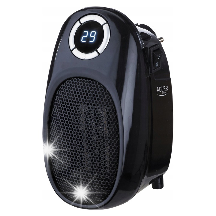 Mini elektromos radiátor Adler Easy Heater, 1500W, kompakt, fehér, 9x12x16.5cm
