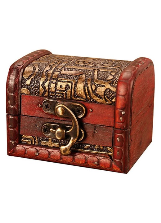 YANYXR vintage barna fa ékszerdoboz 8x6.5x6cm fém lakattal