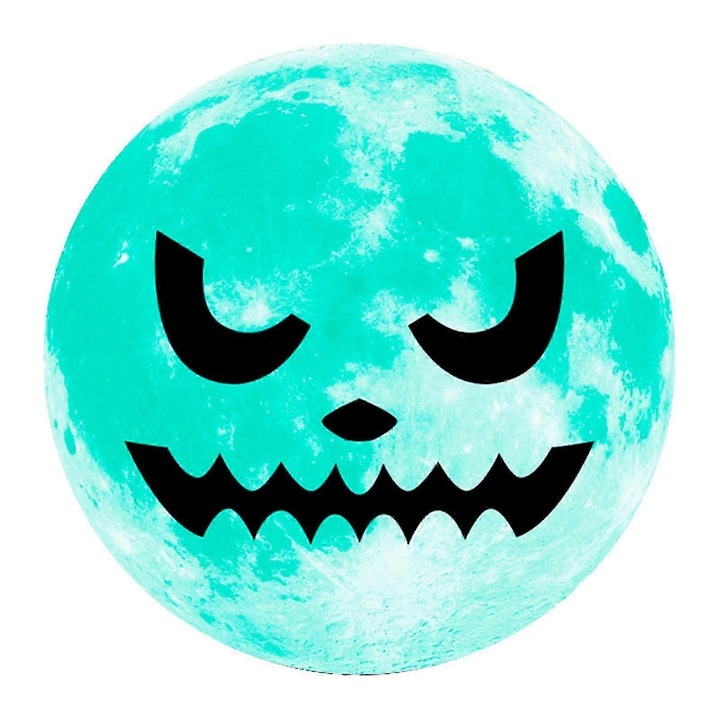 Halloween falmatrica, világító hold arc, PVC, 30cm
