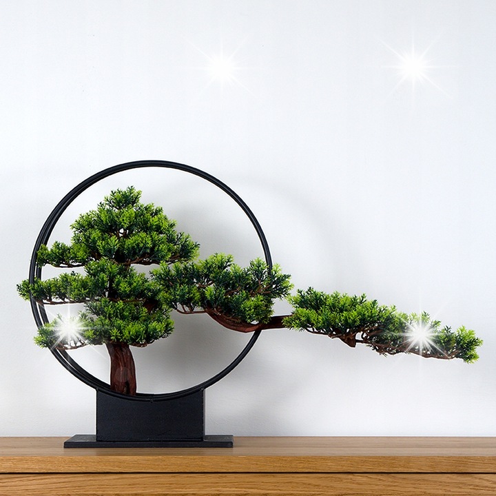 Dekoratív Bonsai fenyő OEM, fa és műanyag, fekete, 80x50x20 cm