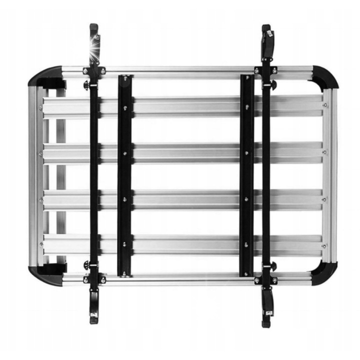 Univerzális alumínium tetőcsomagtartó 127x96cm offroad állítható készlet rudakkal