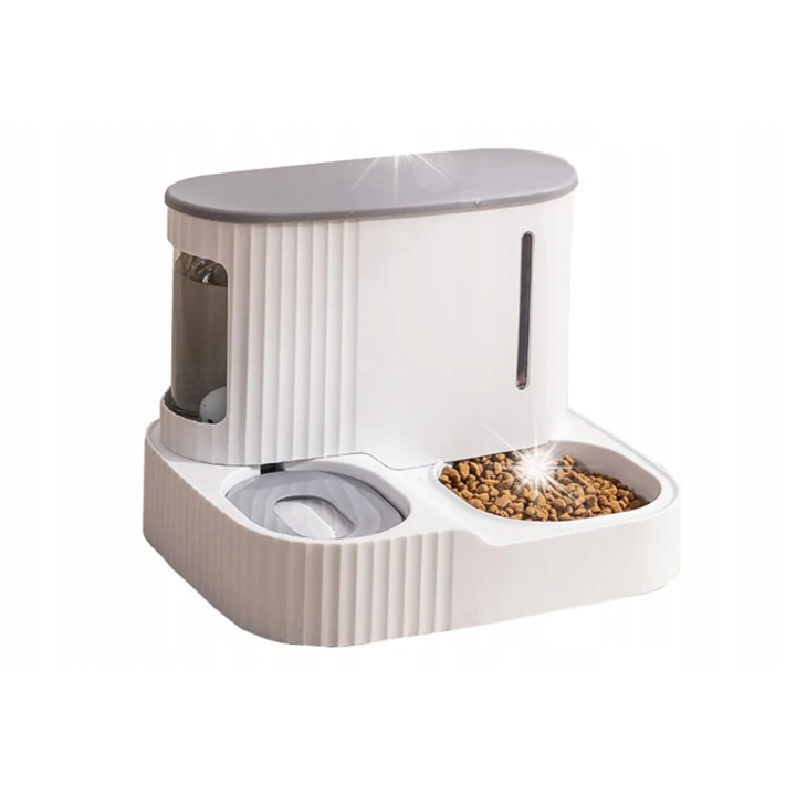 Dispenser automat hrana si apa 2in1, 3,85L, alb, 30,8x25,8x22,1cm