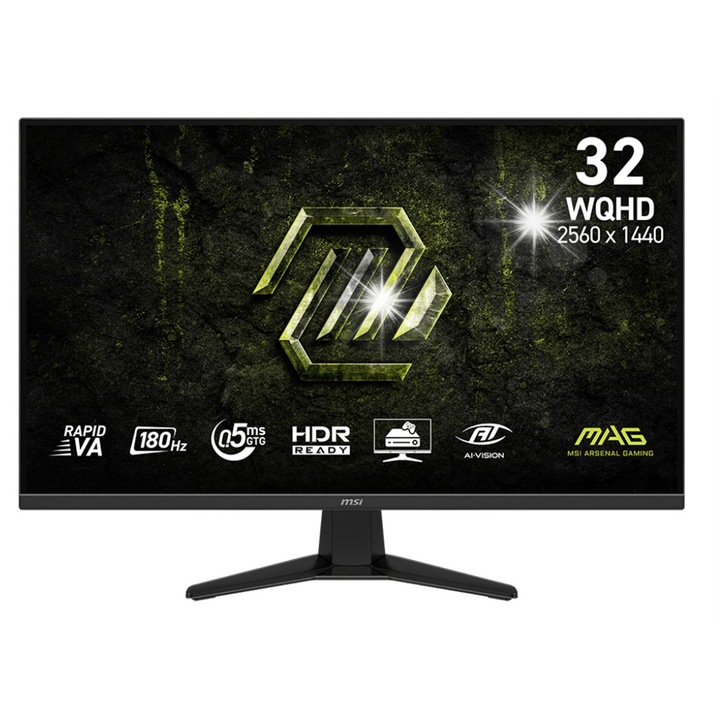 MSI MAG 325QF LCD monitor, 31.5 inch, 2560x1440, 180Hz, fekete, 713.9x249.7x507.9mm