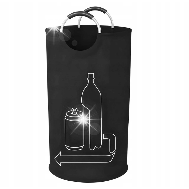 Cos reciclare pliabil 115L negru cu manere confortabile